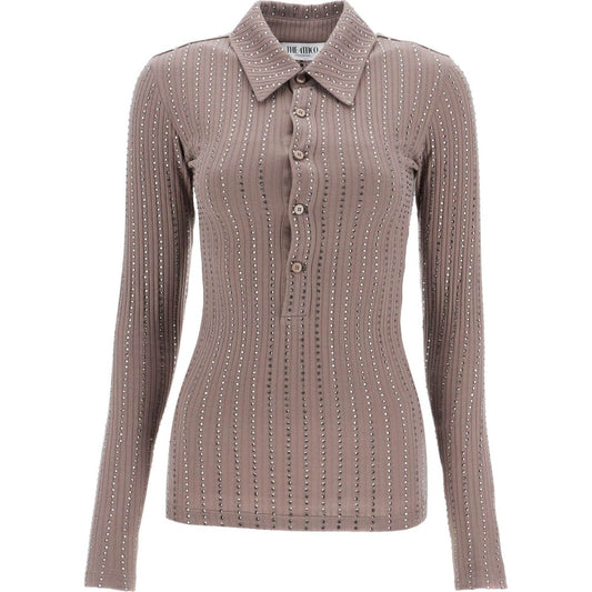 The Attico faded mud long sleeve vertical striped t-shirt