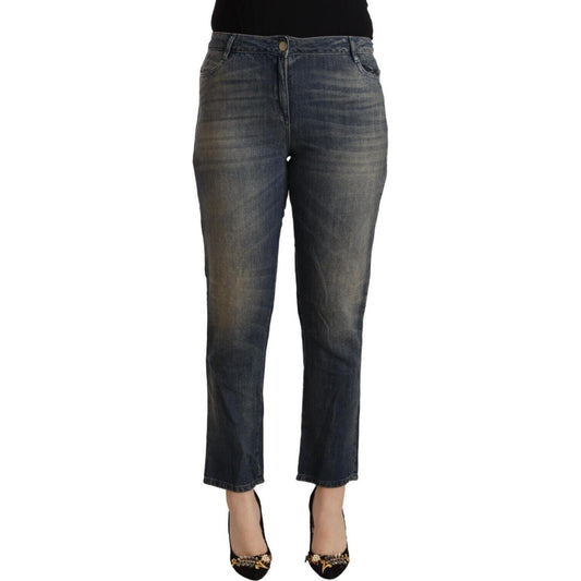 Twinset Chic Cropped Mid-Waist Denim Jeans Twinset Dark Slate Gray