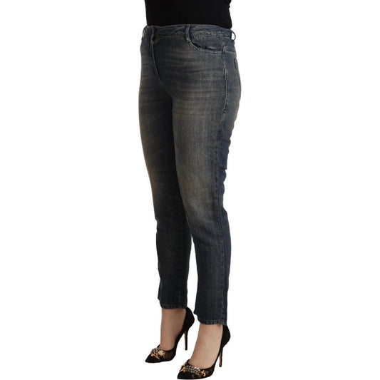 Twinset Chic Cropped Mid-Waist Denim Jeans Twinset Dark Slate Gray