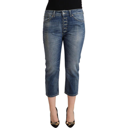 Dondup Blue Washed Mid Waist Capri Denim Jeans