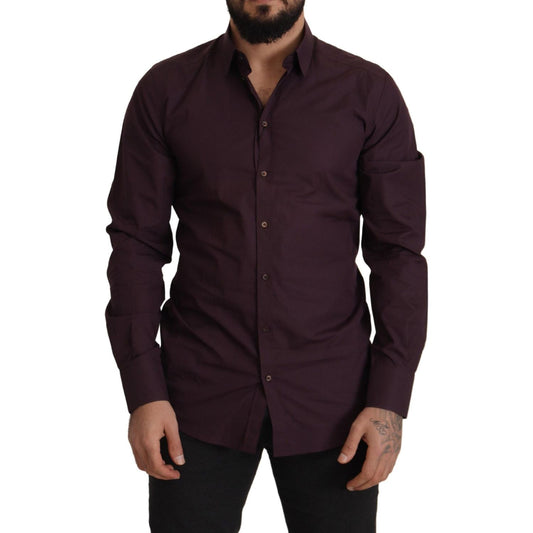 Dolce & Gabbana Regal Purple Slim Fit Dress Shirt Dolce & Gabbana Black