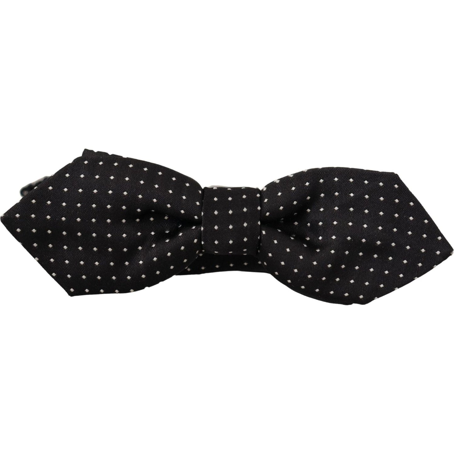 Dolce & Gabbana Black White Polka Dot Adjustable Neck Papillon Bow Tie FT3676