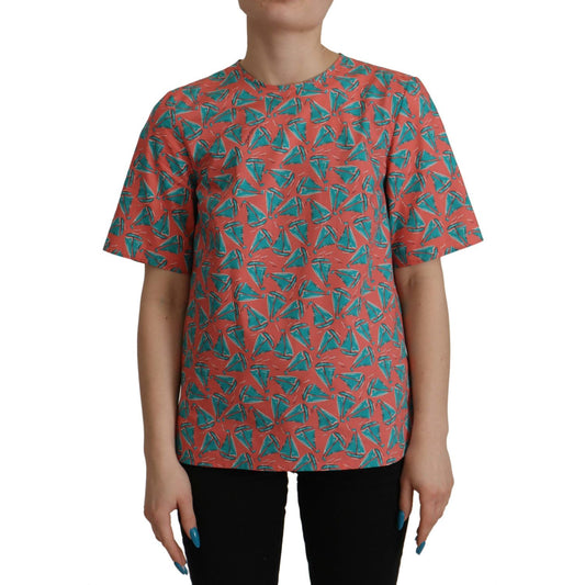 Dolce & Gabbana Chic Pink Sailboat Print Cotton Top Dolce & Gabbana Dim Gray