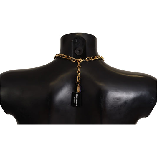 Dolce & Gabbana Elegant Floral Crystal Statement Necklace Necklace Dolce & Gabbana Black