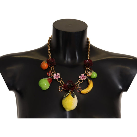 Dolce & Gabbana Chic Gold Statement Sicily Fruit Necklace Necklace Dolce & Gabbana Black
