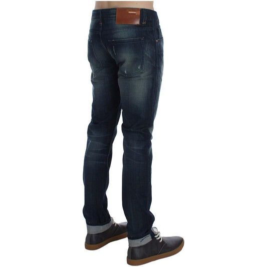 Acht Sleek Slim Fit Italian Denim Jeans Acht Dark Slate Gray
