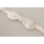 Dolce & Gabbana White 100% Silk Slim Adjustable Neck Papillon Tie