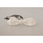 Dolce & Gabbana White 100% Silk Slim Adjustable Neck Papillon Tie