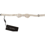 Dolce & Gabbana White 100% Silk Slim Adjustable Neck Papillon Tie
