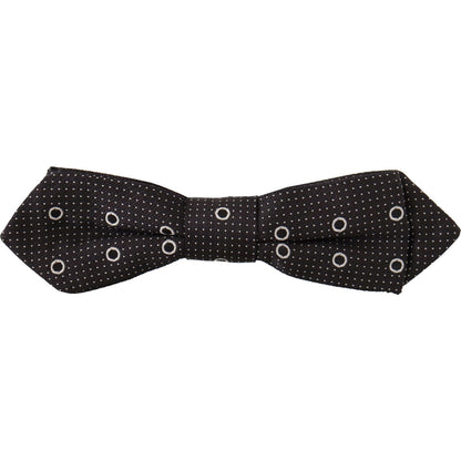 Dolce & Gabbana Black White Polka Dot 100% Silk Neck Papillon Tie