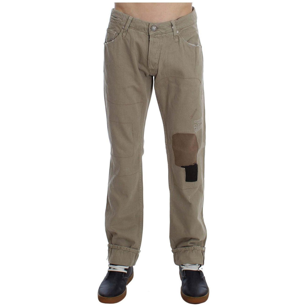 Acht Beige Cotton Patchwork Jeans Jeans & Pants