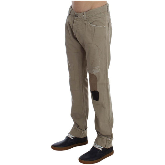 Acht Beige Straight Fit Cotton Jeans for Men Jeans & Pants Acht Dim Gray