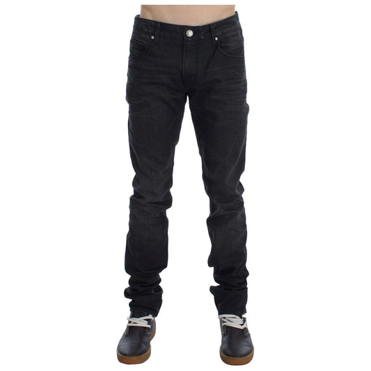 Acht Sleek Gray Slim Fit Italian Mens Jeans Acht Dark Slate Gray