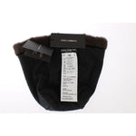 Dolce & Gabbana Brown Weasel Fur Womens Cashmere Hat Beanie Beanie Hat