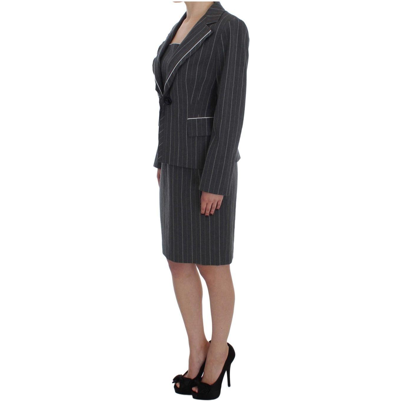 BENCIVENGA Gray Stretch Suit Sheath Dress & Blazer Set
