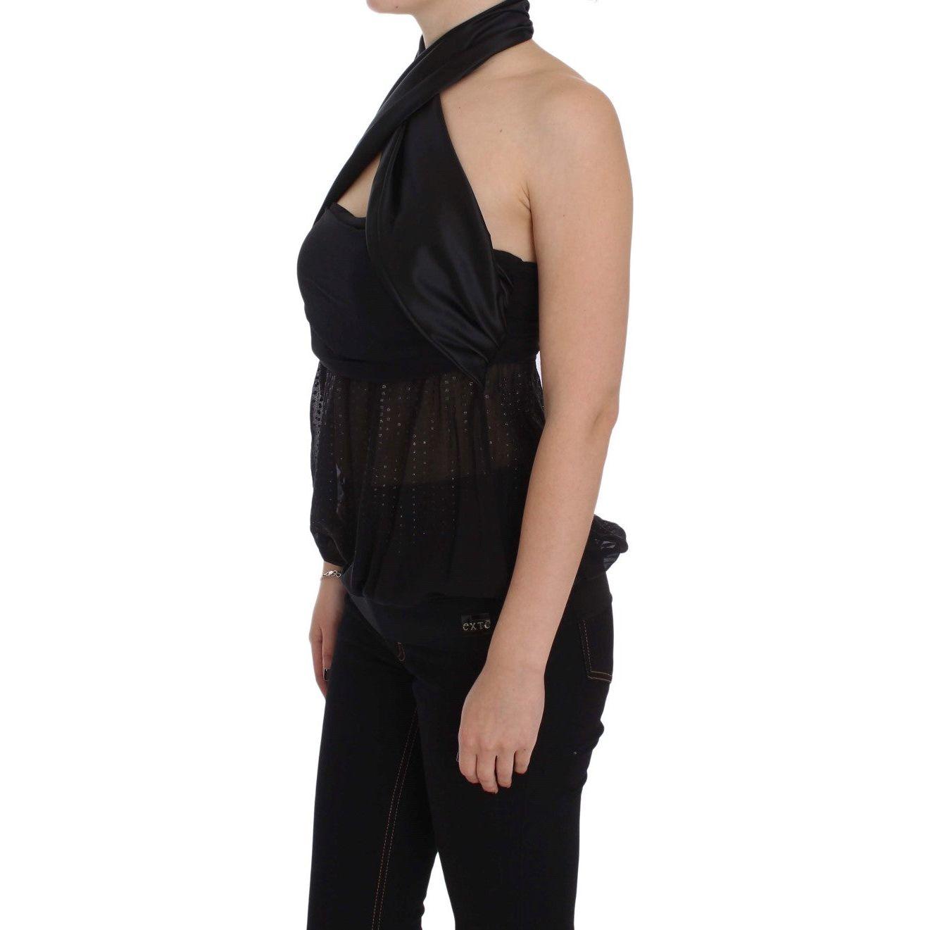 Exte Black Neck Wrap Top Blouse 1728,67345645728,Black,Clothing,Exte,IT40|S,IT42|M,IT44|L,Material: 100% Polyester,New with tags,Sleeveless - T-Shirts - Clothing,T-Shirts - Clothing,Tops & T-Shirts - Women - Clothing,Women,Women - Clothing