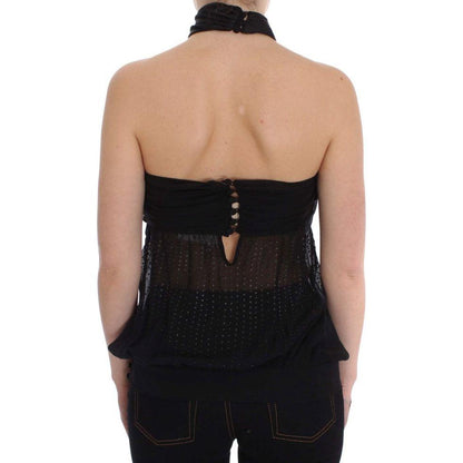 Exte Black Neck Wrap Top Blouse 1728,67345645728,Black,Clothing,Exte,IT40|S,IT42|M,IT44|L,Material: 100% Polyester,New with tags,Sleeveless - T-Shirts - Clothing,T-Shirts - Clothing,Tops & T-Shirts - Women - Clothing,Women,Women - Clothing