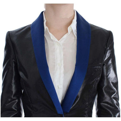 Exte Black Blue Two Piece Suit Skirt & Blazer