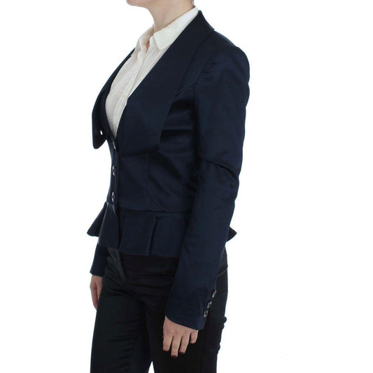 Exte Elegant Blue Blazer Jacket with Designer Flair Blazer Jacket Exte Black