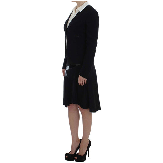 Exte Elegant Two-Piece Skirt Suit in Black & Blue Skirt Suit Exte Rosy Brown