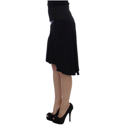 Exte Black Blue Cotton Stretch Straight Skirt