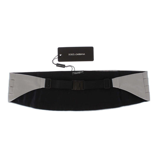 Dolce & Gabbana Elegant Silver Silk Cummerbund Dolce & Gabbana Dark Gray