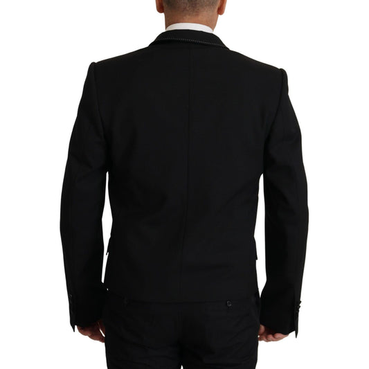 Dolce & Gabbana Black Double Breasted Coat Blazer Jacket JKT3375- 48