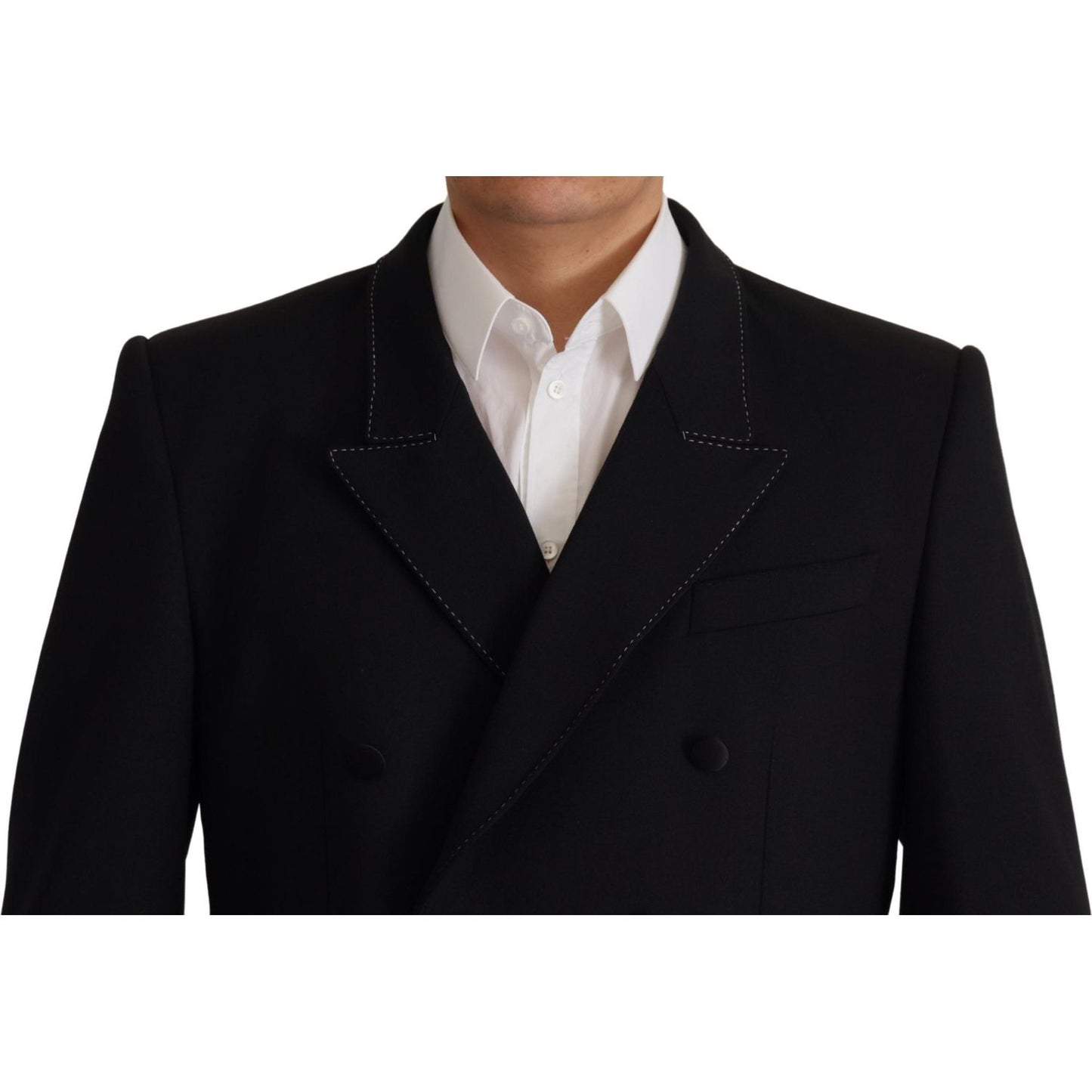 Dolce & Gabbana Black Double Breasted Coat Blazer Jacket JKT3375- 48