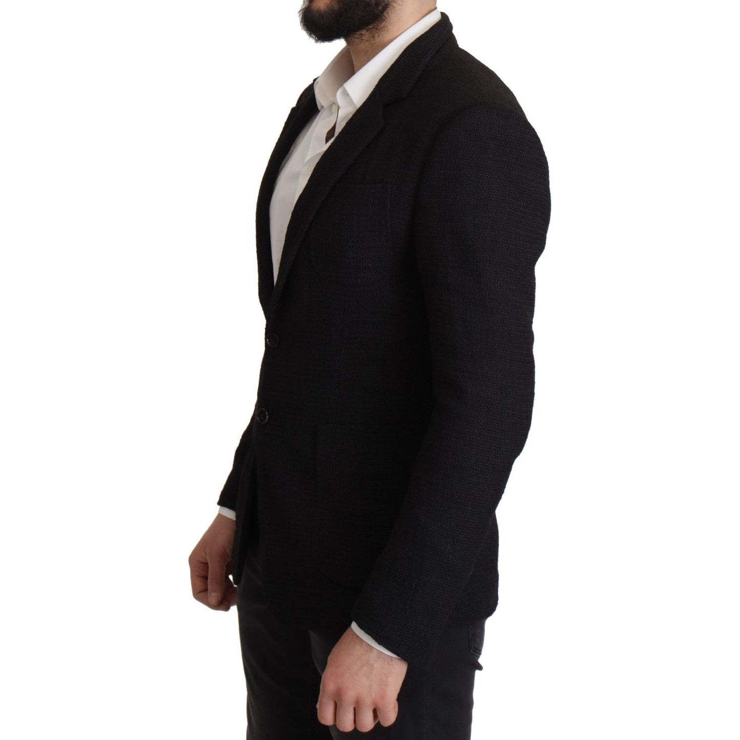 Dolce & Gabbana Black Single Breasted Coat Men Blazer JKT3378- 50