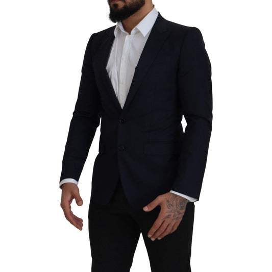 Dolce & Gabbana Elegant Single Breasted Wool Silk Blazer Dolce & Gabbana Black