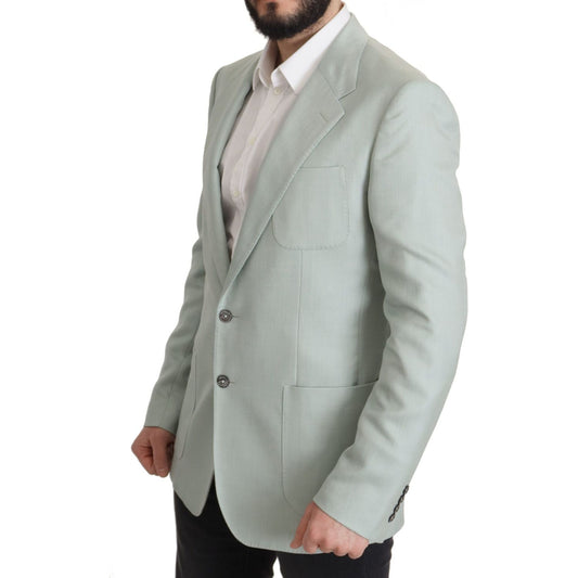 Dolce & Gabbana Elegant Mint Green Silk-Cashmere Blazer Dolce & Gabbana Dark Gray