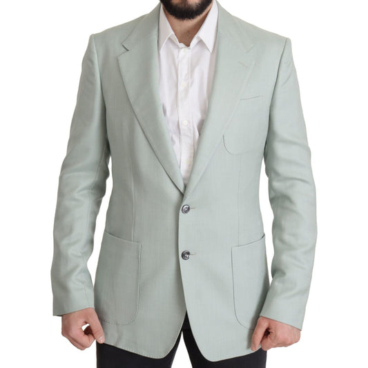 Dolce & Gabbana Elegant Mint Green Silk-Cashmere Blazer Dolce & Gabbana Gray