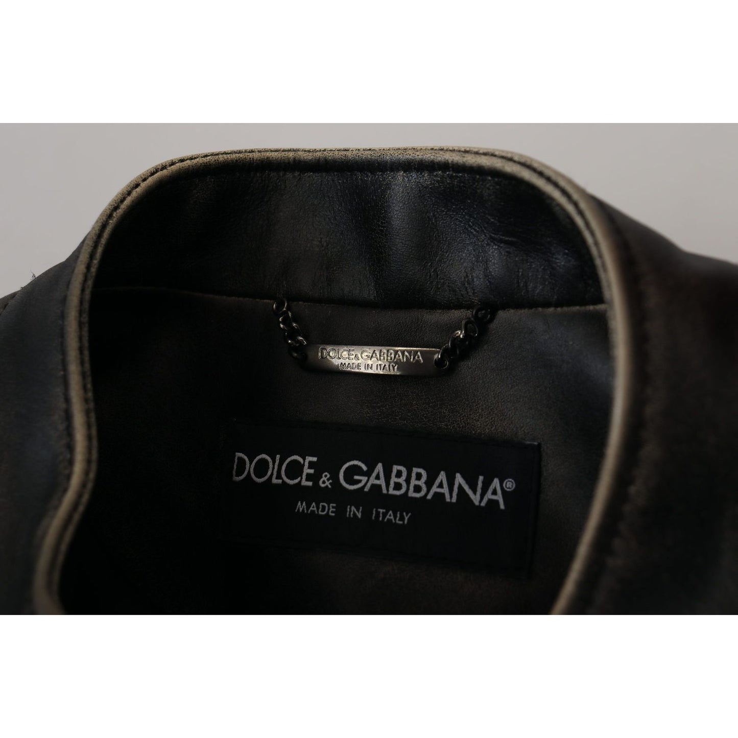 Dolce & Gabbana Black Leather Zipper Biker Coat Jacket 1728,67345645728,Biker Jackets - Jackets & Coats - Clothing,Black,Clothing,Dolce & Gabbana,IT54 | XXL,Jackets & Coats - Clothing,Jackets - Men - Clothing,Leather Jackets - Jackets & Coats - Clothing,M