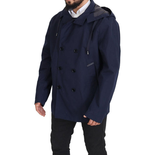 Dolce & Gabbana Elegant Double-Breasted Blue Parka Jacket Dolce & Gabbana Dark Slate Gray