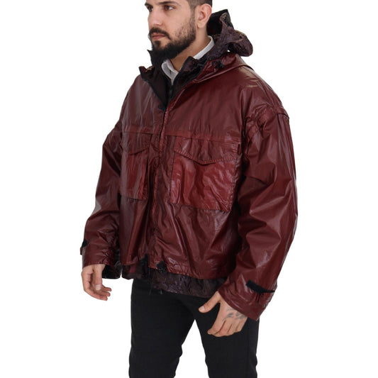 Dolce & Gabbana Elegant Bordeaux Full Zip Hooded Jacket Dolce & Gabbana Dark Slate Gray