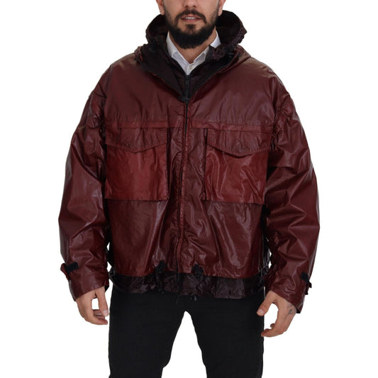 Dolce & Gabbana Elegant Bordeaux Full Zip Hooded Jacket Dolce & Gabbana Black
