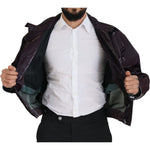 Dolce & Gabbana Purple Nylon Collared Biker Coat Jacket
