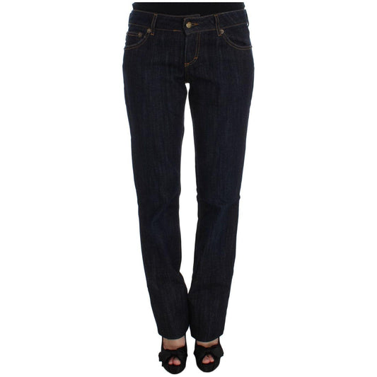 Cavalli Chic Blue Straight Fit Designer Jeans Cavalli Black