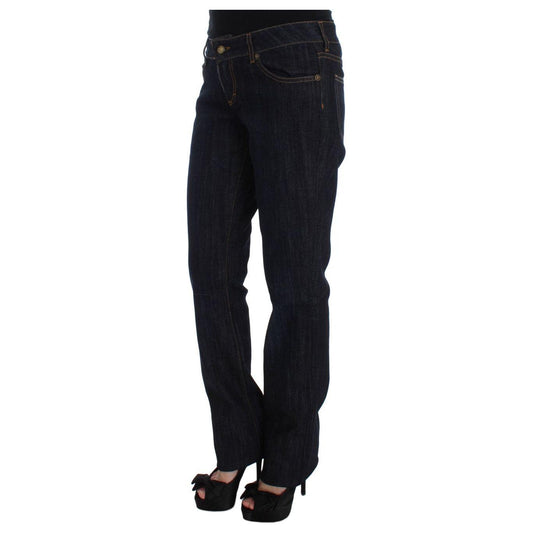 Cavalli Chic Blue Straight Fit Designer Jeans Cavalli Black