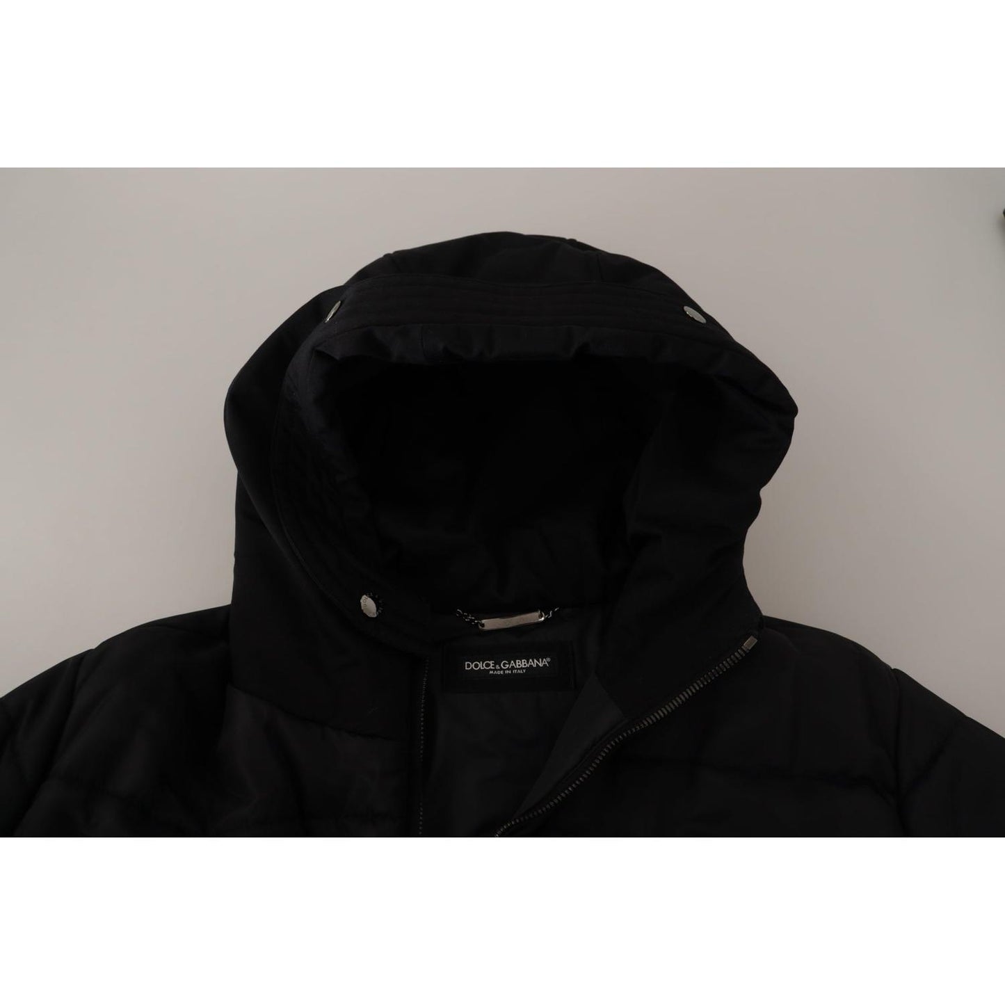 Dolce & Gabbana Black Nylon Hooded Parka Coat Winter Jacket