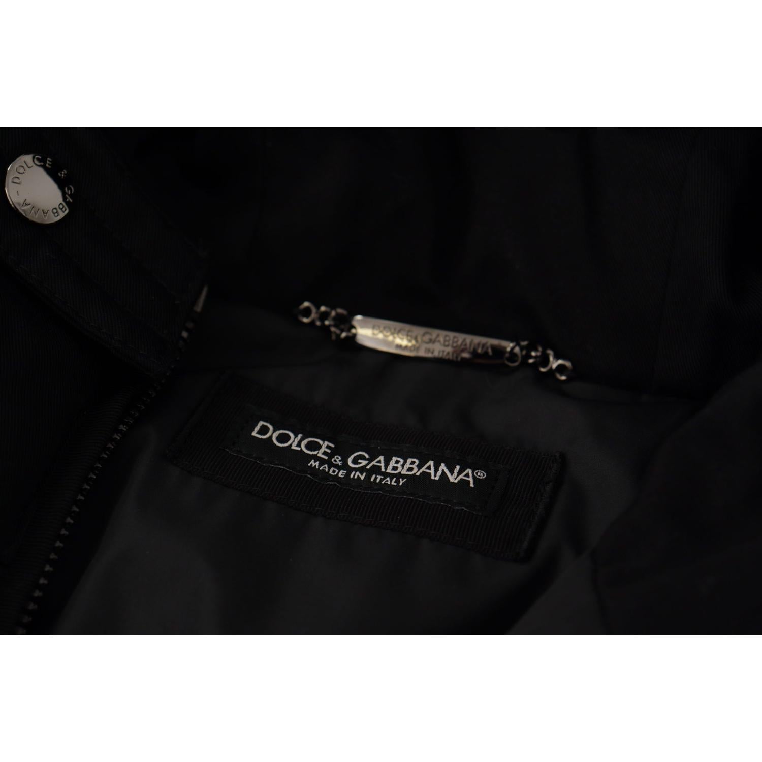 Dolce & Gabbana Black Nylon Hooded Parka Coat Winter Jacket