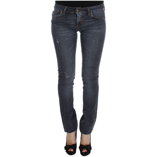 Cavalli Slim Fit Green Diamond Blue Wash Jeans Cavalli Dark Slate Gray