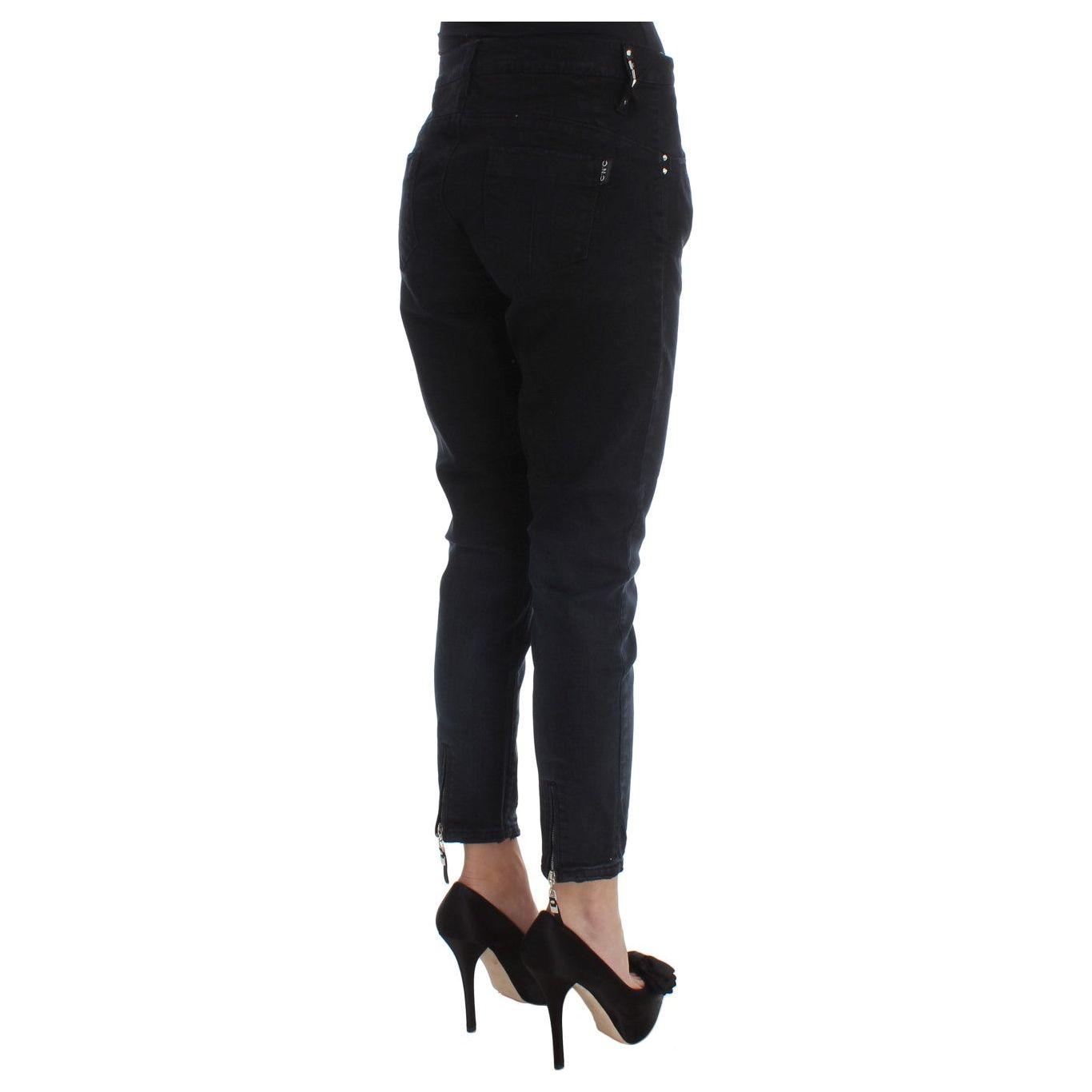 Costume National Black Cotton Slim Fit Cropped Jeans