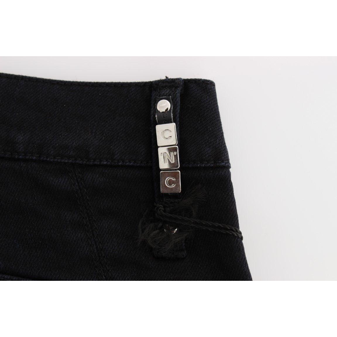 Costume National Black Cotton Slim Fit Cropped Jeans