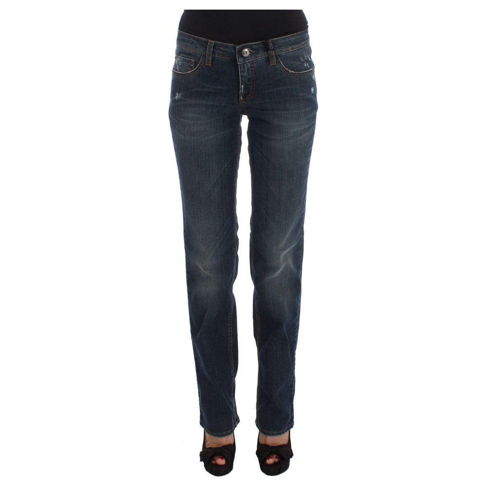 Costume National Blue Cotton Blend Bootcut Jeans Jeans & Pants
