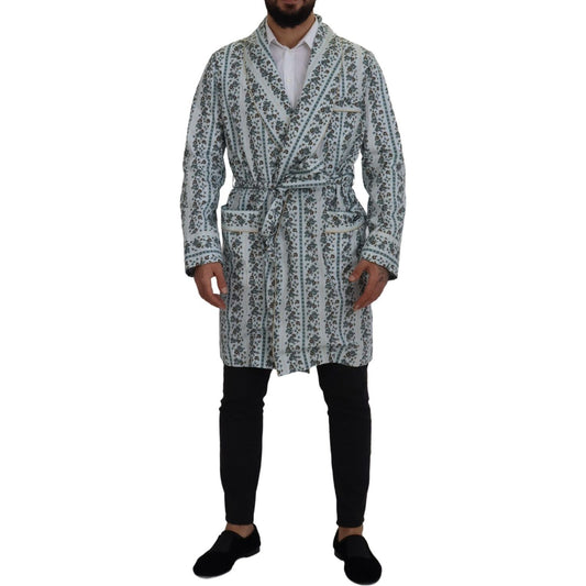 Dolce & Gabbana Elegant Floral Cotton Jacket Robe Dolce & Gabbana Dark Slate Gray