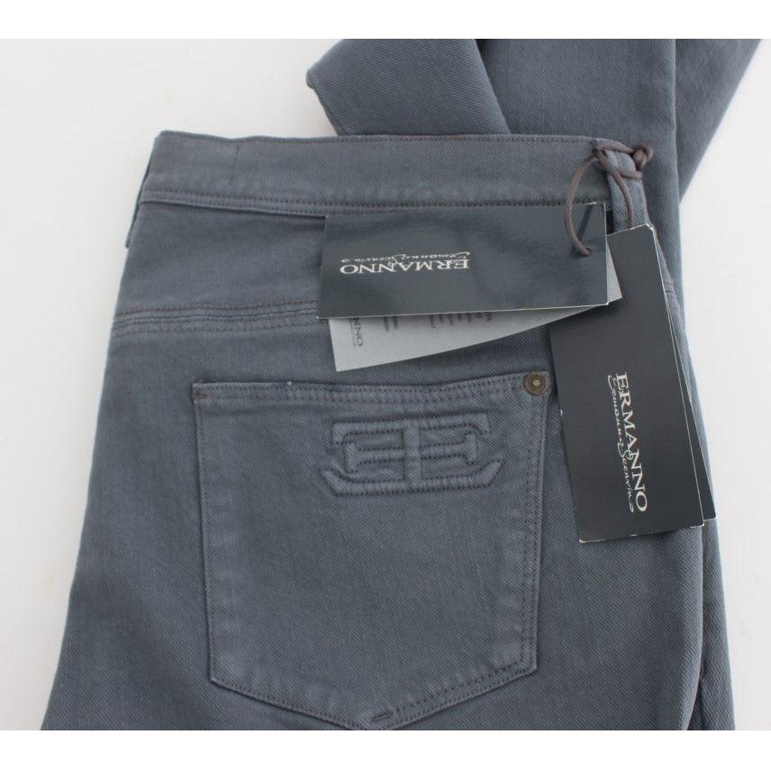 Ermanno Scervino Blue Cotton Blend Slim Fit Bootcut Jeans