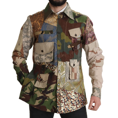 Dolce & Gabbana Multicolor Button Down Patchwork Shirt