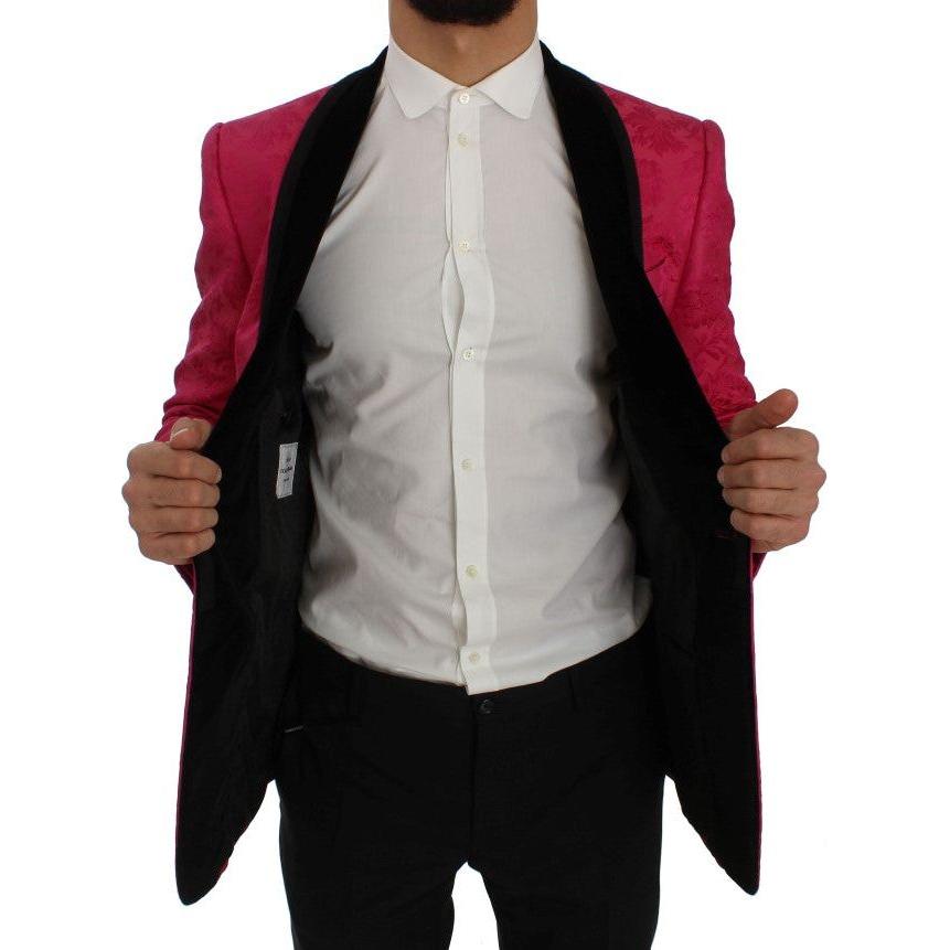 Dolce & Gabbana Pink Floral Brocade Slim Blazer Jacket