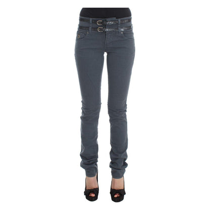 John Galliano Blue Cotton Blend Slim Fit High Waist Jeans